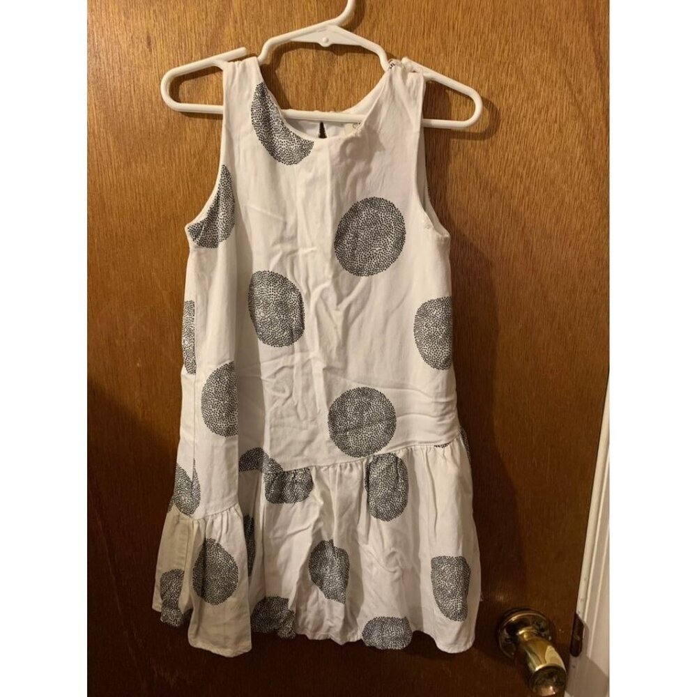 Calvin Klein Jeans Dress Retro Boho Lined Polka Dot Y2K White Size 6 Girls
